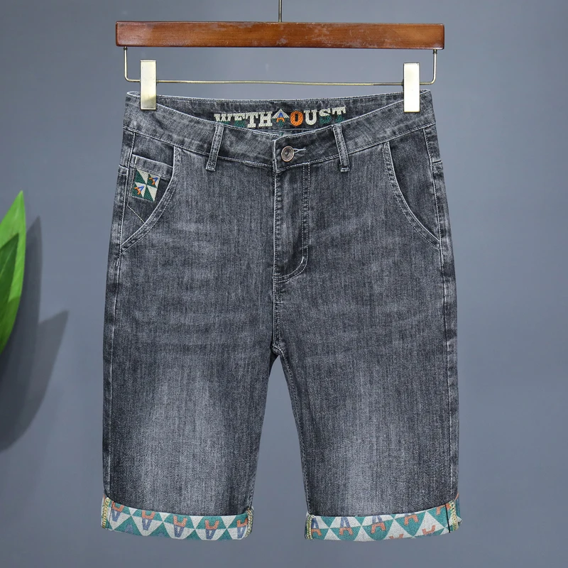 Levis Jeans 501 - 夏の新メンズデニムショーツ薄型プリントファッション人格ショートパンツ男性ストリートバミューダストレートストレッチショートジーンズ