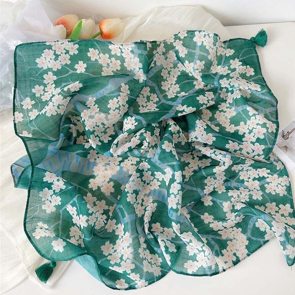 ネックラップ コットンリネン スクエアスカーフ フリンジ付き - Bandana Cotton のレビューと価格