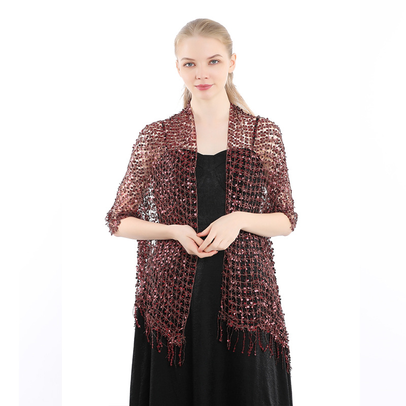 ヨーロッパとアメリカのスパンコールフリンジショール、女性用刺 - Stole Wedding Shawl のレビューと価格