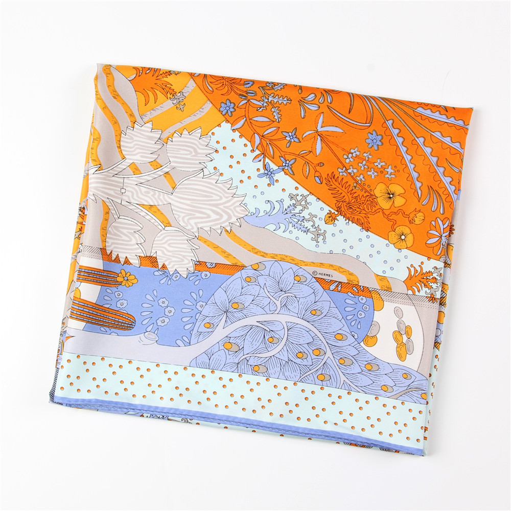 女性のための手作りツイルスカーフ,プリントされた正方形のスカ - Scarf Silk Square のレビューと価格