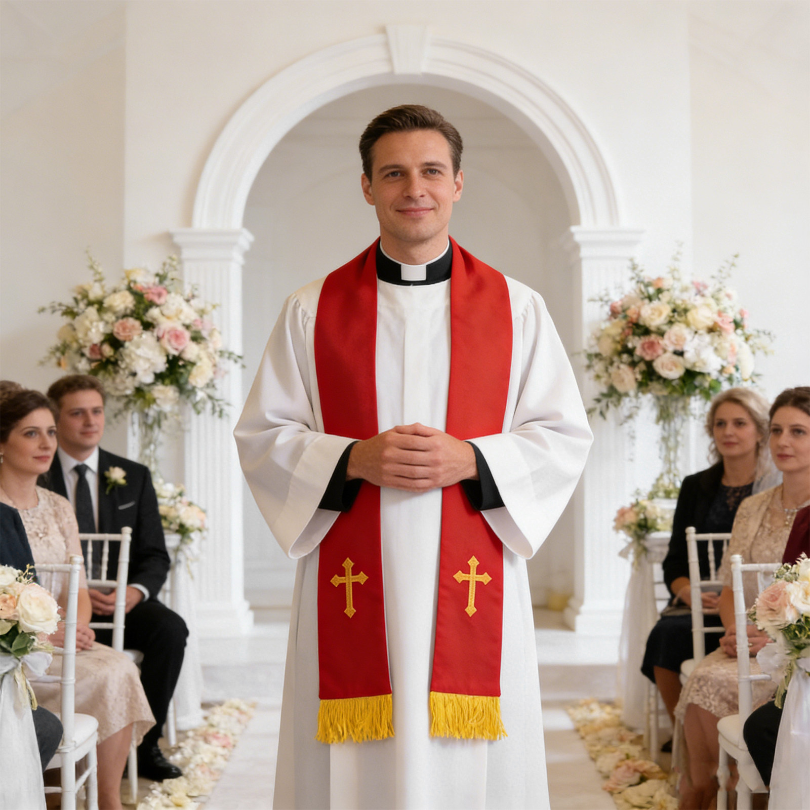 リバーシブル聖職者ストール 刺繍入り十字架 パストラーショー - Stole Wedding Shawl のレビューと価格