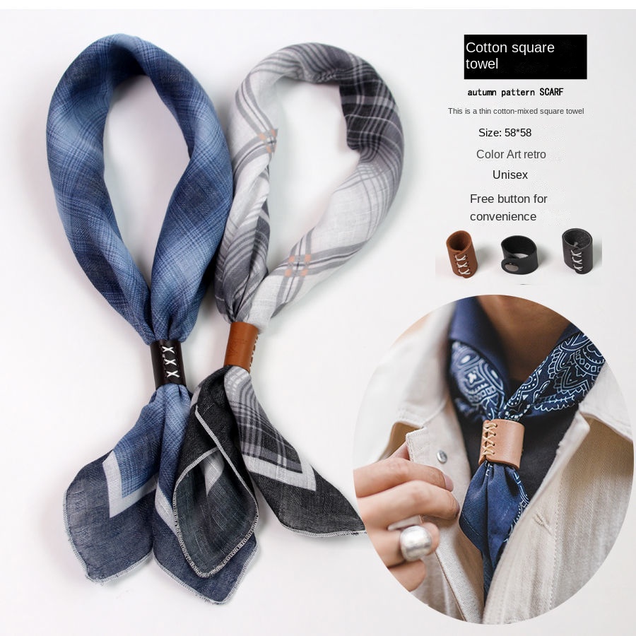 メンズスクエアスカーフ,ボタン付きコットンとリネンのスカーフ - Bandana Cotton のレビューと価格