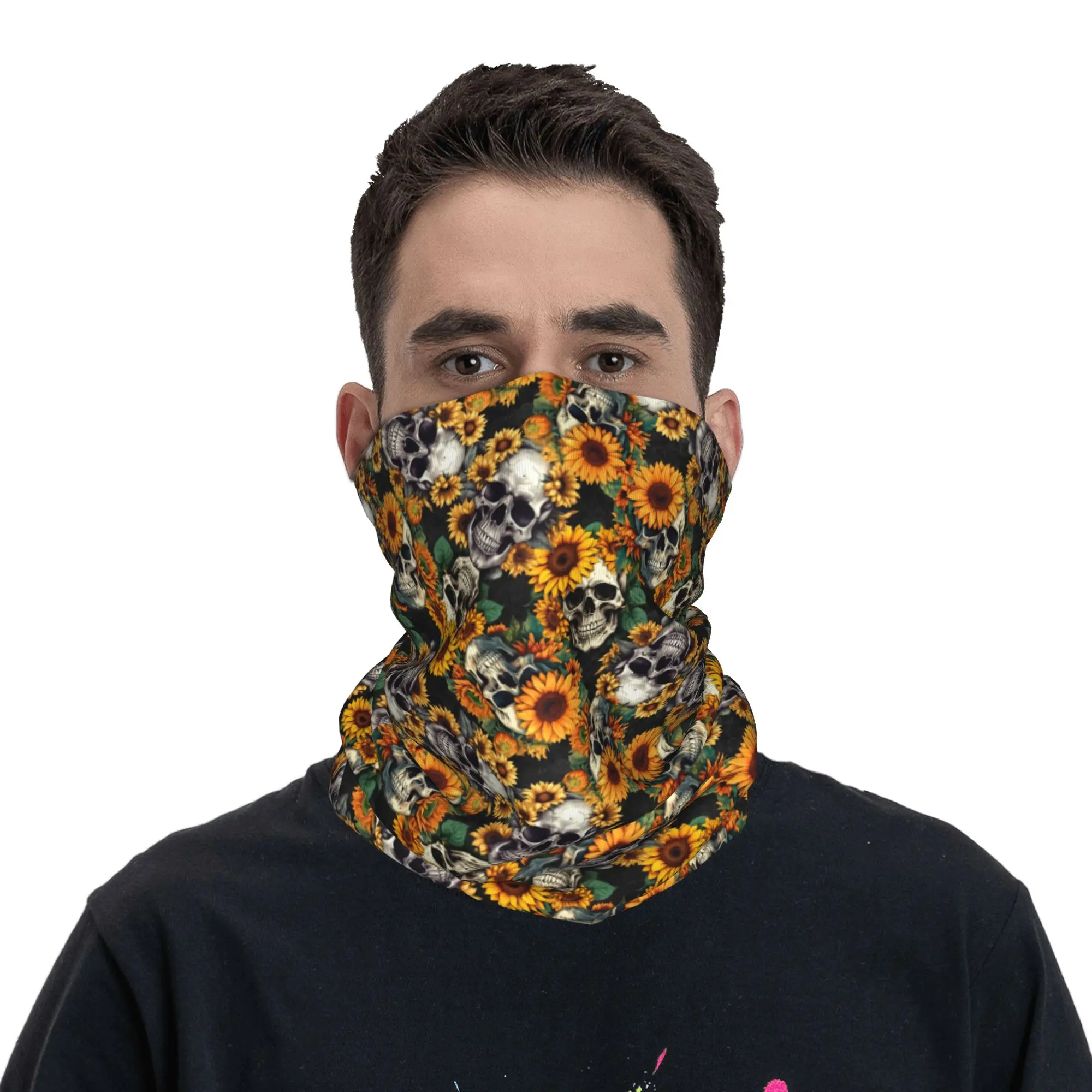 新しいゴスひまわりスカルバンダナネックウォーマー女性男性冬ス - Neck Warmer Tube のレビューと価格