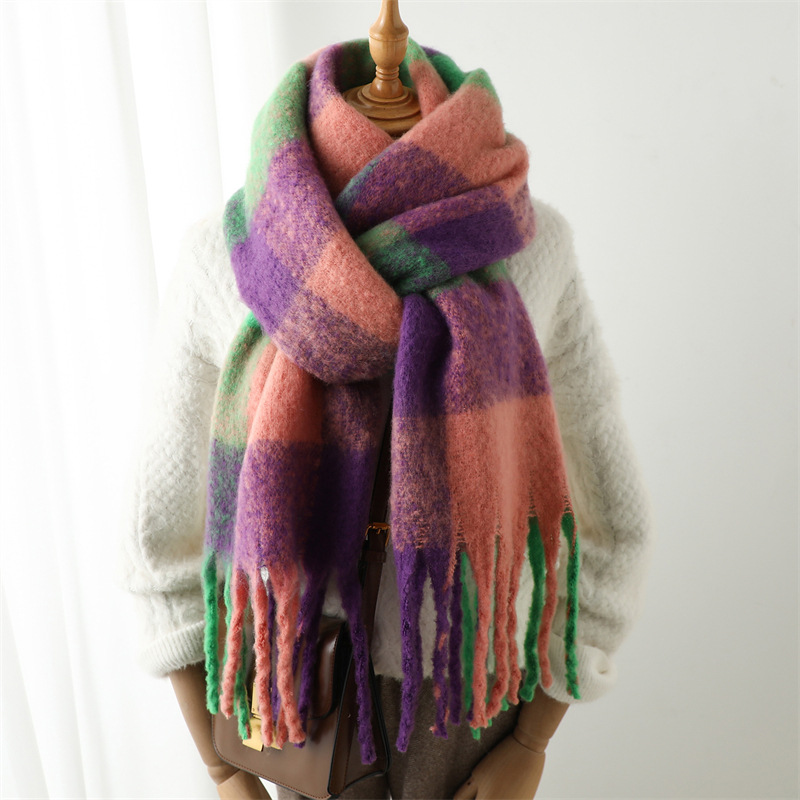 新作秋冬グリッドスカーフ 女性用 240*38cm 男性用  - Muffler Men Wool のレビューと価格